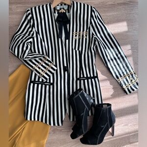 Lillie Rubin Exclusive Black and White Striped Blazer - Size 10